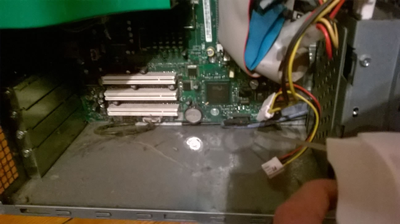 Use compressed air for the bottom of case